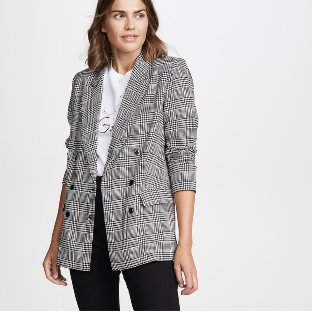 Dynamite Plaid Double Breasted Tailored Blazer